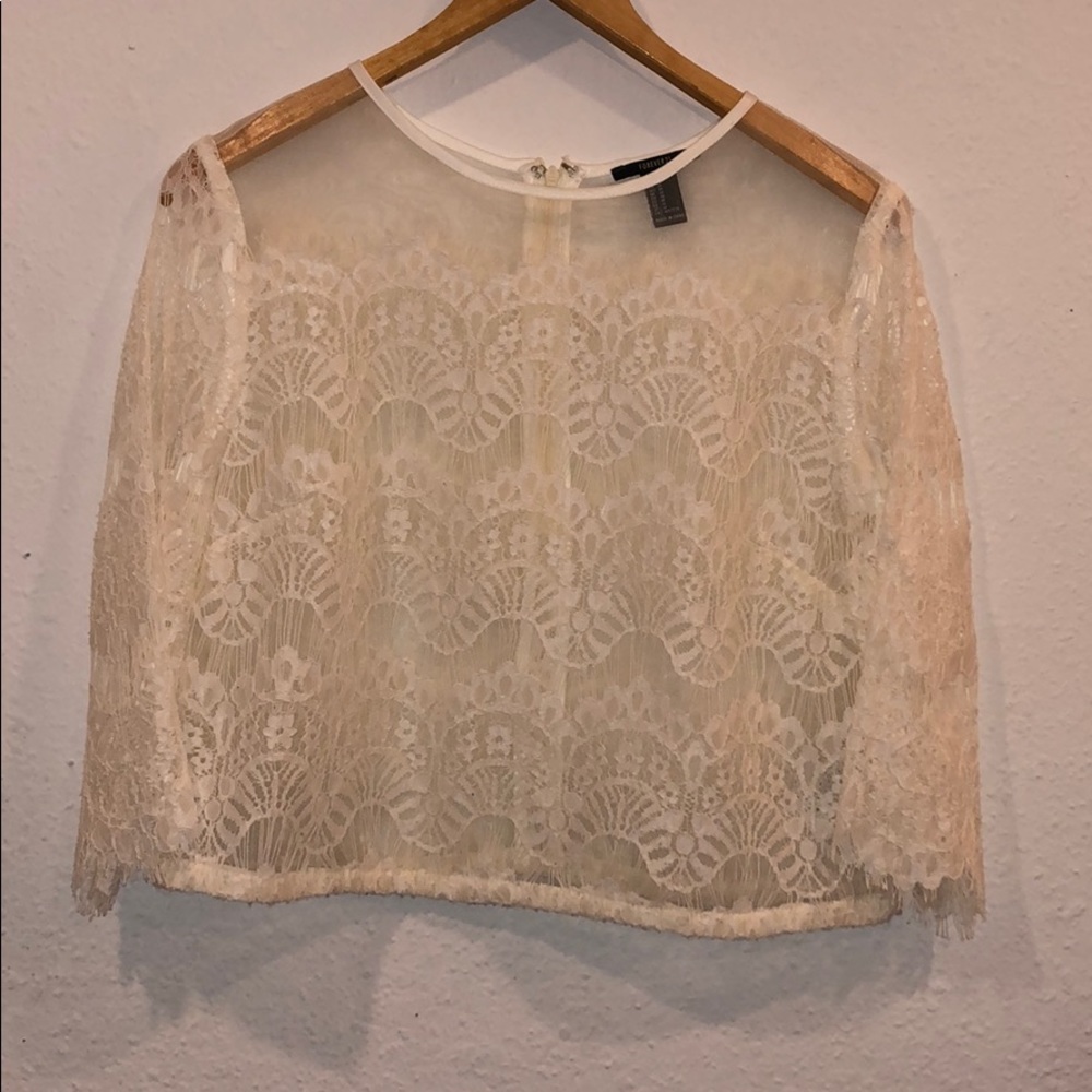 White laced see through long sleeve